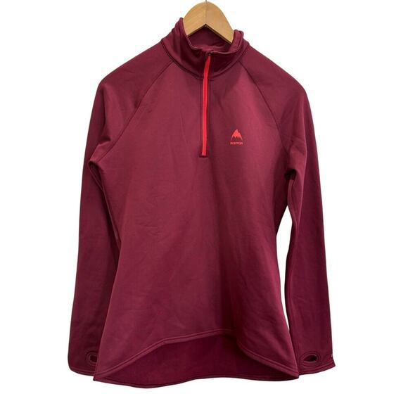 Burton Dry Ride 1/2 Zip Fleece-Lined Pullover Top Burgundy Small - Picture 1 of 13